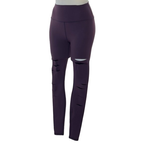 ALO Womens Leggings Activewear Grape Stretch Destroyed Full Length Size XS - Picture 1 of 11